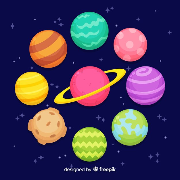 Flat design planets collection