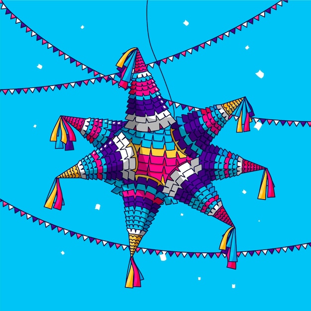 Free Vector flat design posada pinata festival with garlands