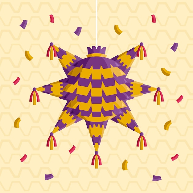 Free Vector flat design posada piñata with confetti