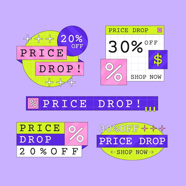 Free Vector flat design price drop collection