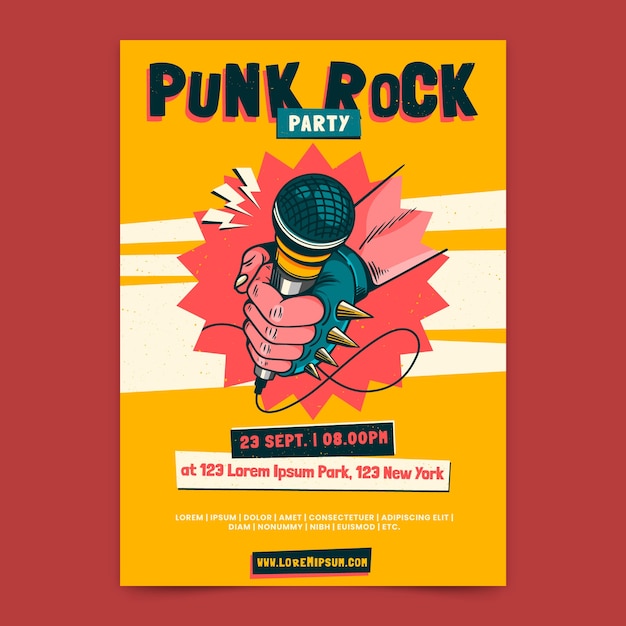 Free Vector flat design punk rock poster