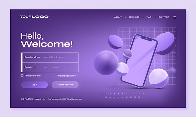 Flat design realistic landing page template