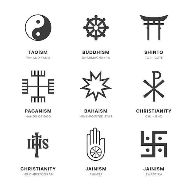 Free vector flat design religious symbol collection