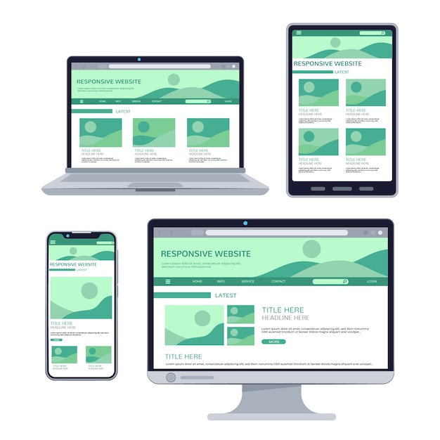 Flat design of responsive website design