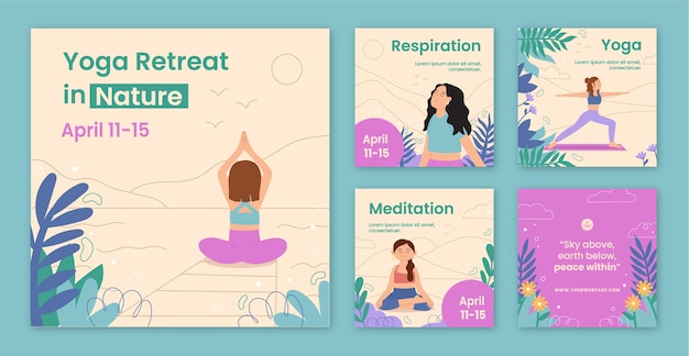 Free Vector flat design retreat instagram post template