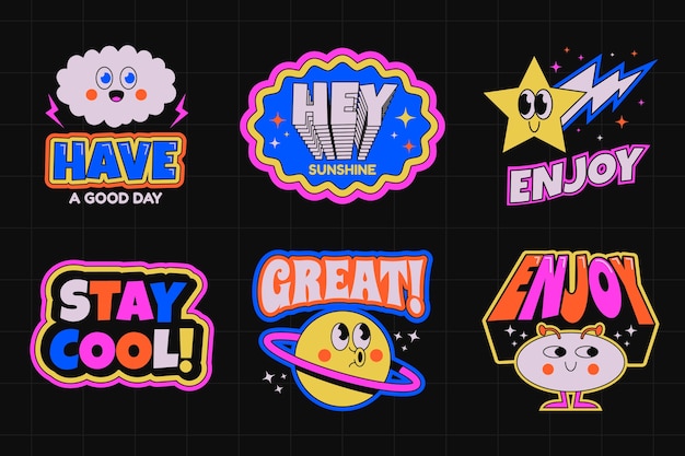 Free vector flat design retro sticker collection