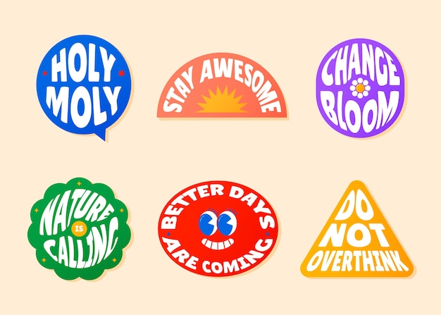 Free vector flat design retro sticker collection