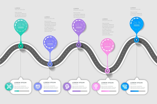 Free Vector flat design roadmap infographic