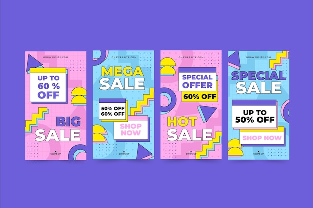 Free Vector flat design sale ig stories collection