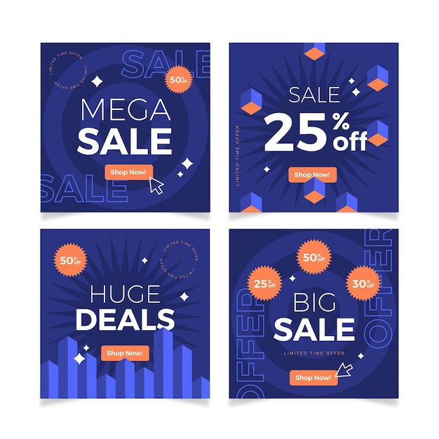 Free Vector flat design sale instagram post collection