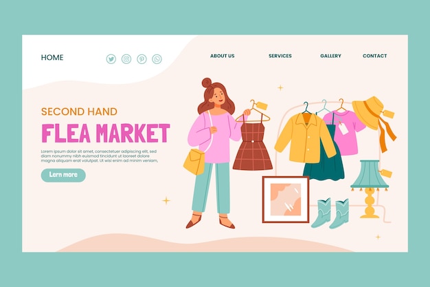 Free Vector flat design second hand shop template