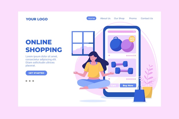 Free vector flat design shopping center landing page