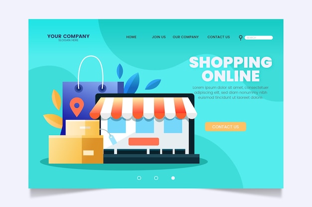 Free Vector flat design of shopping online landing page