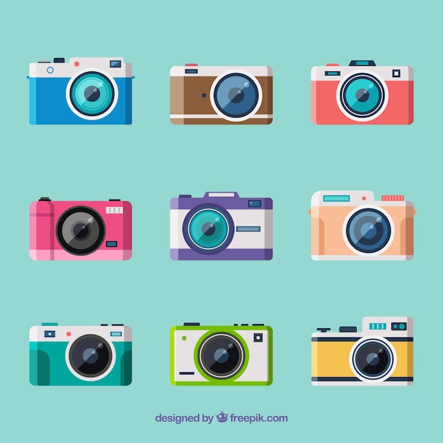 Free Vector flat design small cameras collection