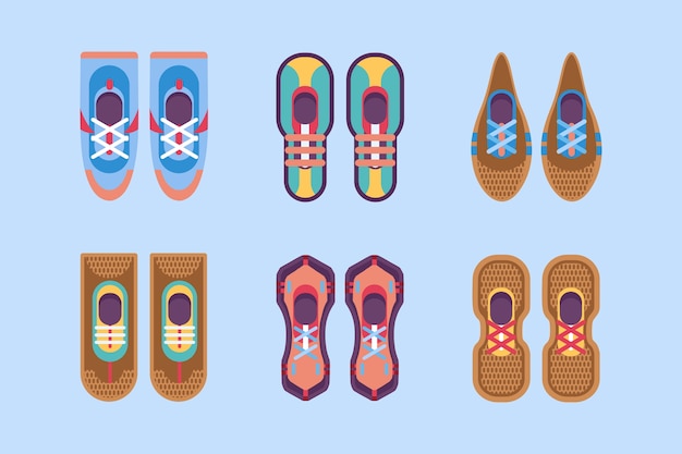 Free vector flat design snowshoes collection