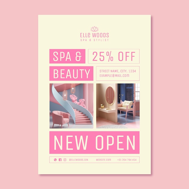 Flat design spa poster template