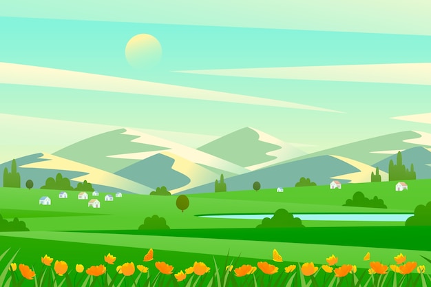 Free vector flat design spring design for landscape