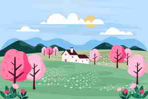 Free vector flat design spring landscape