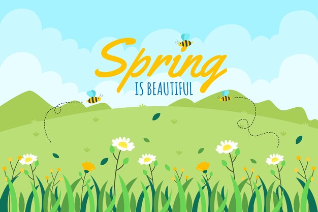 Flat design spring theme for background