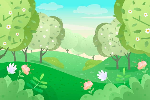 Free vector flat design spring theme for landscape