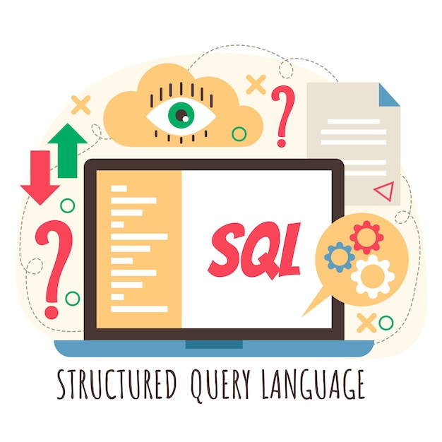 Flat design sql illustration