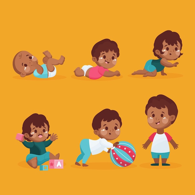 Free Vector flat design stages of a baby boy collection