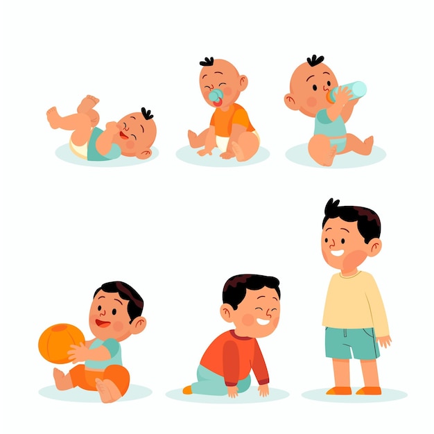 Free vector flat design stages of a baby boy