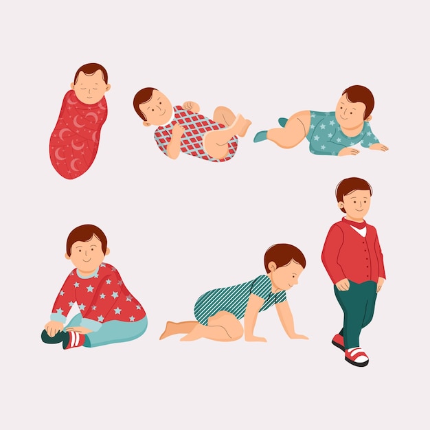 Free Vector flat design stages of a baby boy