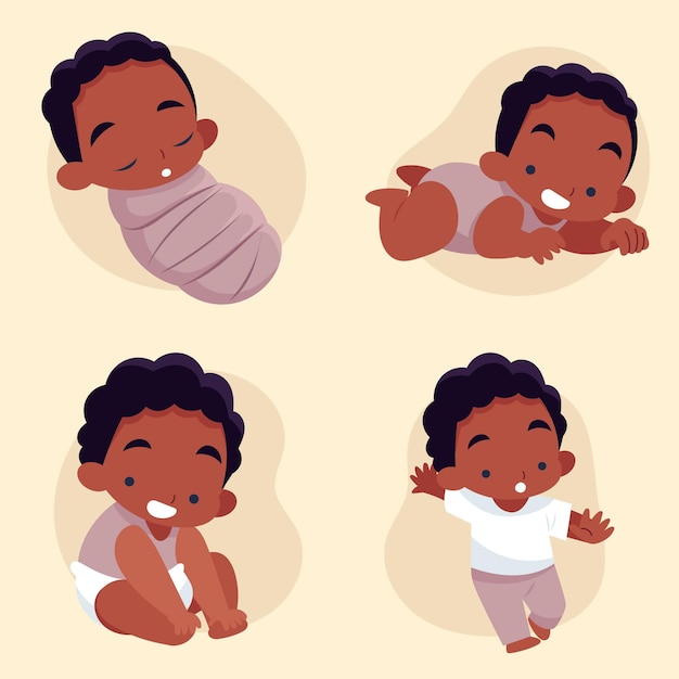 Free Vector flat design stages of a baby boy