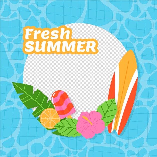 Flat design summer facebook frame