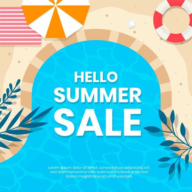 Flat design summer sale campaign