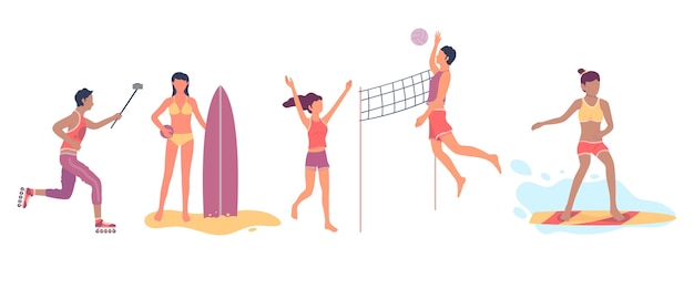 Flat design summer sports pack