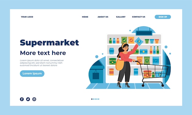 Flat design supermarket landing page