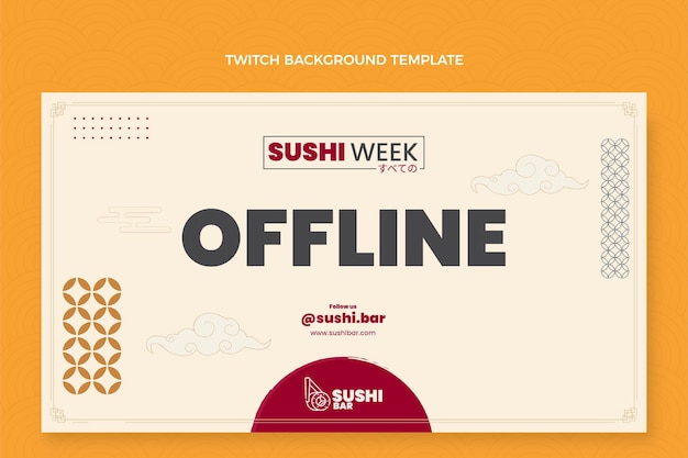 Free Vector flat design sushi week twitch background