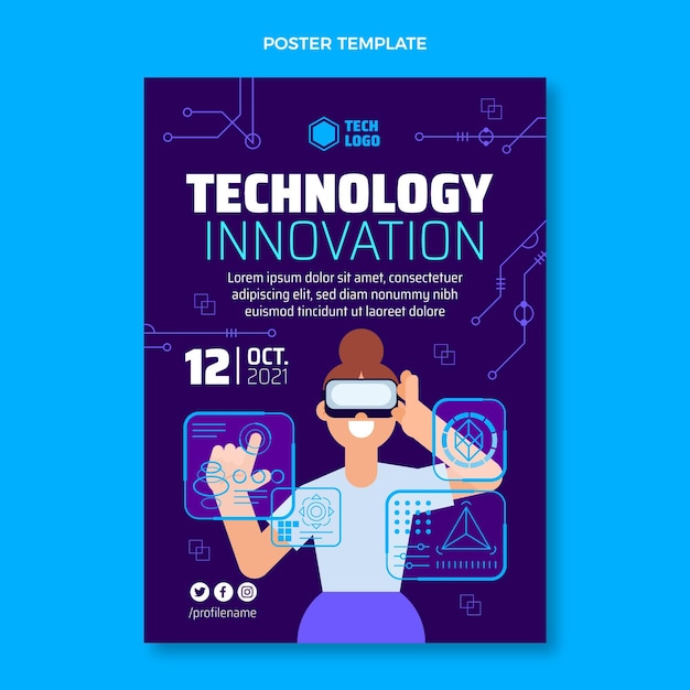 Flat design technology innovation poster