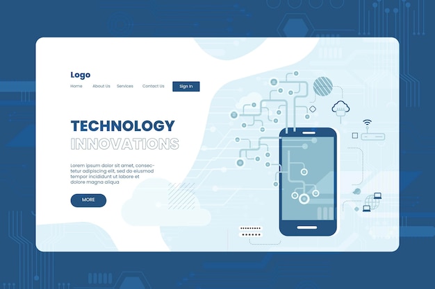 Free vector flat design technology landing page