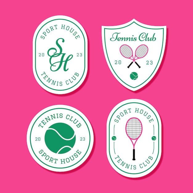 Free vector flat design tennis game labels template