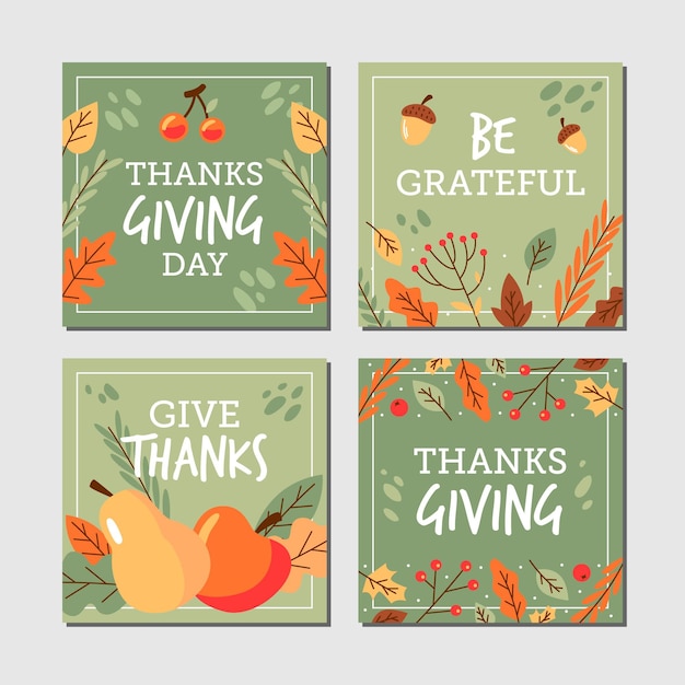 Flat design thanksgiving instagram post