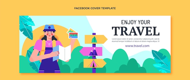 Free vector flat design travel adventure facebook cover