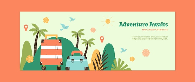 Free vector flat design travel adventure facebook cover