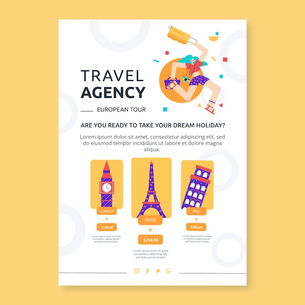 Flat design travel agency poster