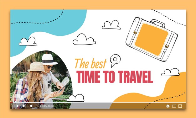 Flat design travel agency youtube thumbnail