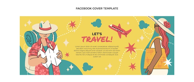 Free Vector flat design travel facebook cover template