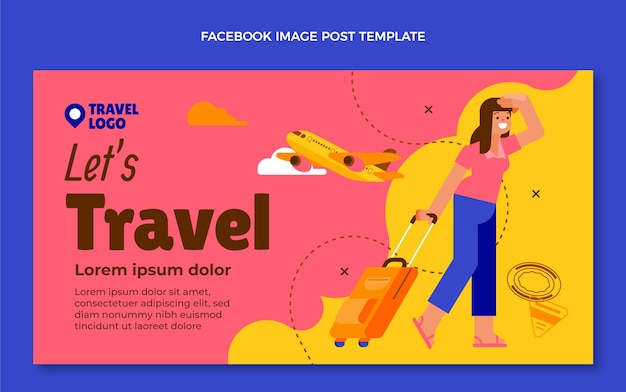 Flat design travel facebook post