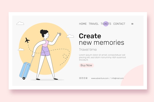 Flat design of travel landing page