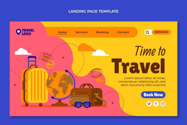 Flat design travel landing page