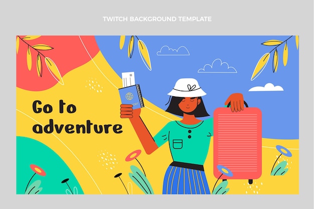 Free vector flat design travel twitch background