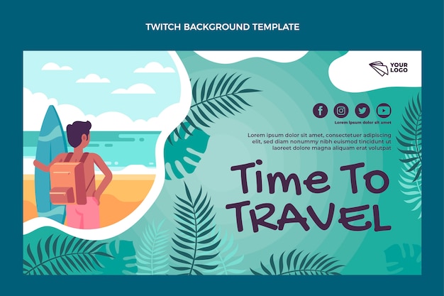 Free vector flat design travel twitch background