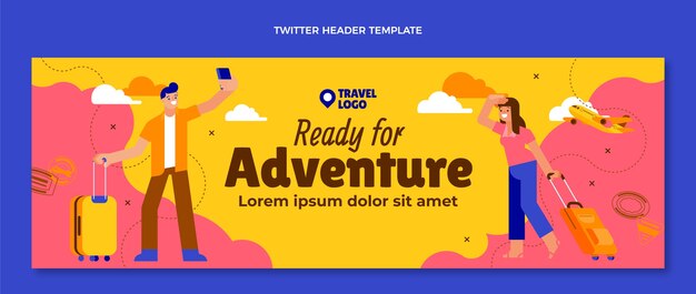 Flat design travel twitter header