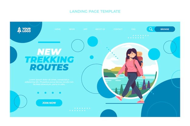 Free Vector flat design trekking landing page